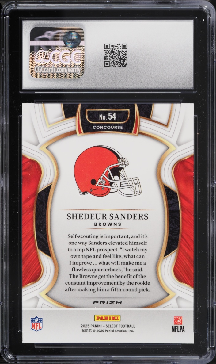 2025 Select Concourse Green & Yellow Shock Shedeur Sanders ROOKIE #54 CGC 10 GEM MINT