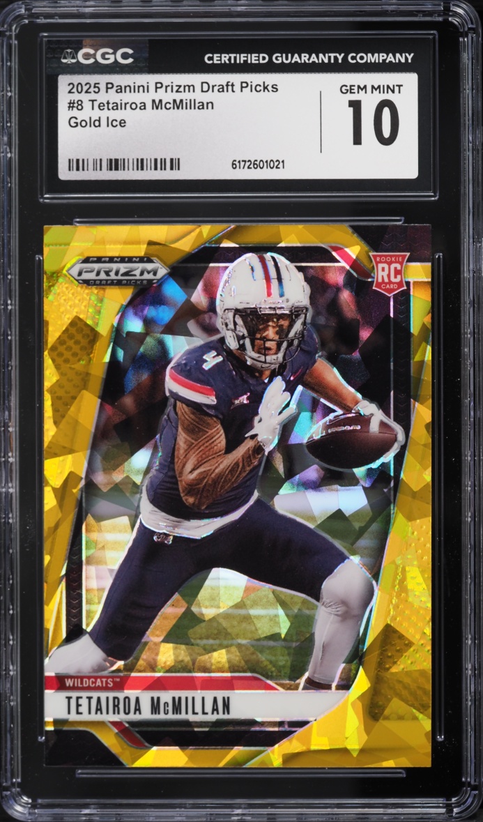 2025 Panini Prizm Draft Picks Gold Ice Tetairoa McMillan ROOKIE #8 CGC 10 GEM MINT