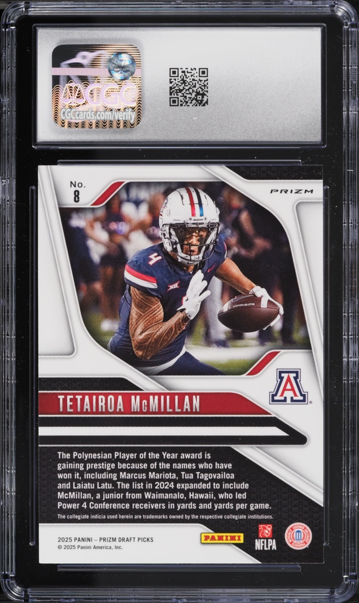 2025 Panini Prizm Draft Picks Gold Ice Tetairoa McMillan ROOKIE #8 CGC 10 GEM MINT