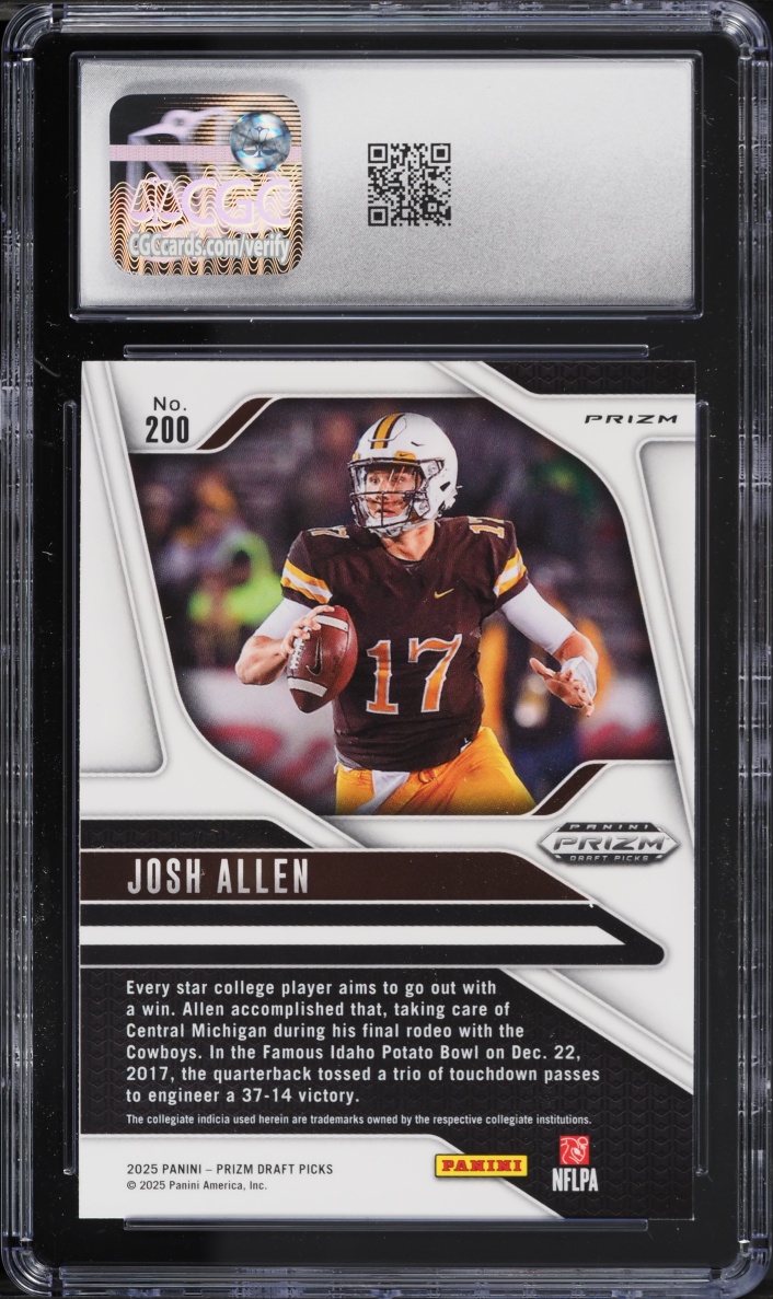 2025 Panini Prizm Draft Picks Purple Wave Josh Allen #200 CGC 9 MINT