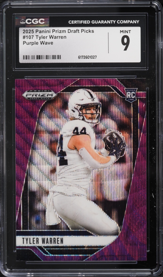 2025 Panini Prizm Draft Picks Purple Wave Tyler Warren ROOKIE #107 CGC 9 MINT