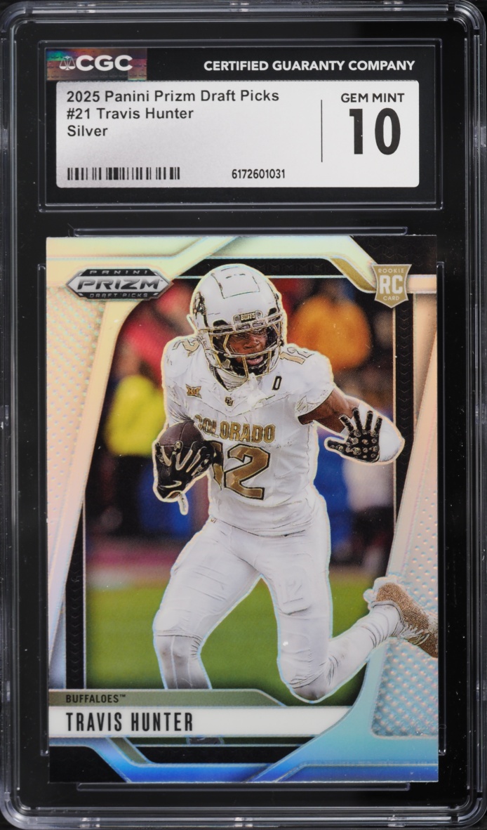 2025 Panini Prizm Draft Picks Silver Travis Hunter ROOKIE #21 CGC 10 GEM MINT