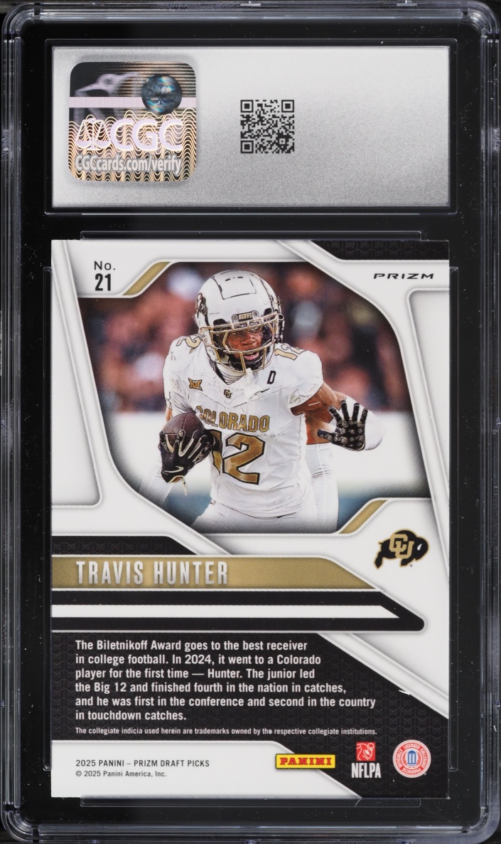 2025 Panini Prizm Draft Picks Silver Travis Hunter ROOKIE #21 CGC 10 GEM MINT