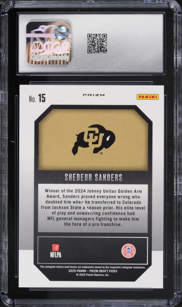 2025 Panini Prizm Draft Picks New Recruits Green Shedeur Sanders ROOKIE #15 CGC 9.5 MINT+