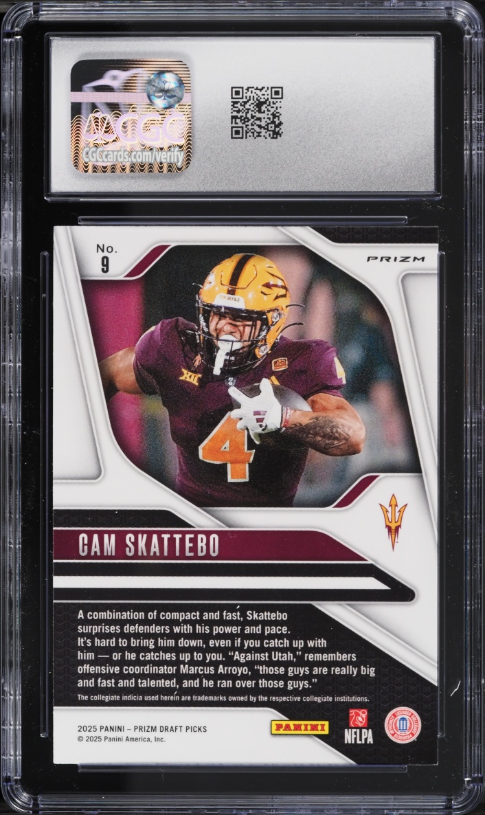 2025 Panini Prizm Draft Picks Green Cam Skattebo ROOKIE #9 CGC 10 GEM MINT