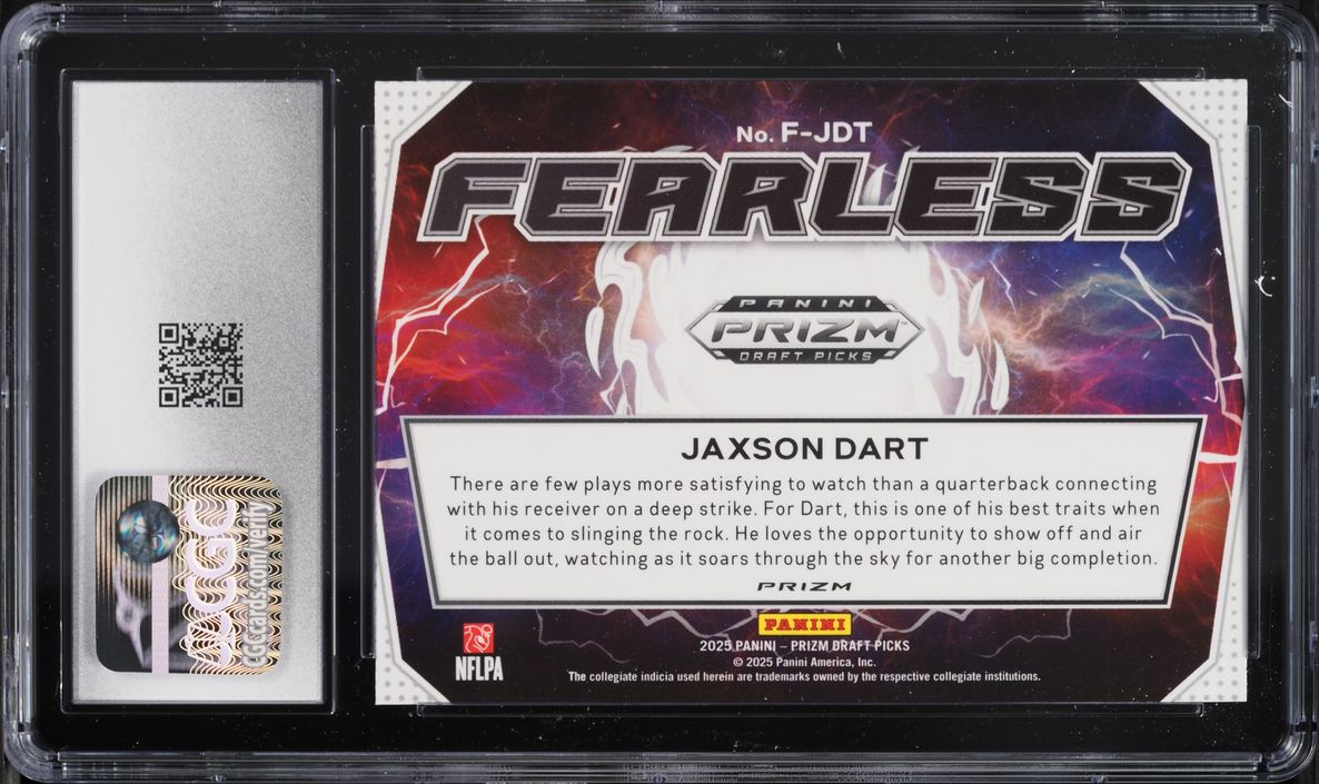 2025 Panini Prizm Draft Picks Fearless Green Jaxson Dart ROOKIE #F-JDT CGC 10 GEM MINT