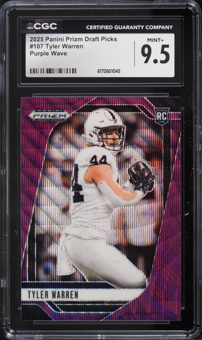2025 Panini Prizm Draft Picks Purple Wave Tyler Warren ROOKIE #107 CGC 9.5 MINT+