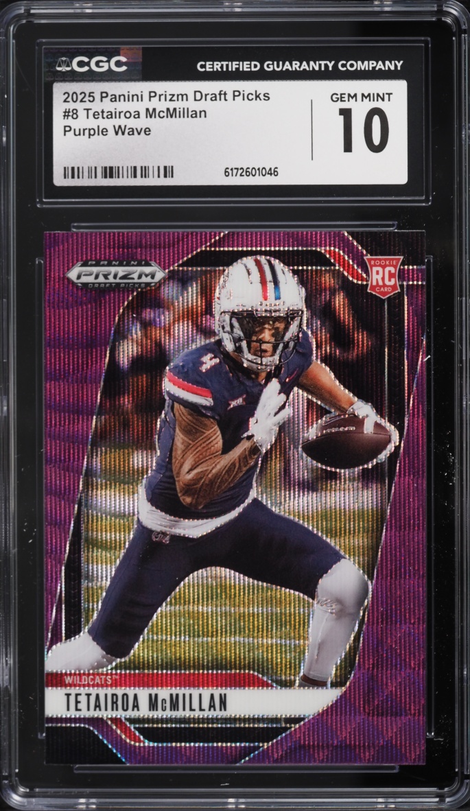 2025 Panini Prizm Draft Picks Purple Wave Tetairoa McMillan ROOKIE #8 CGC 10 GEM MINT