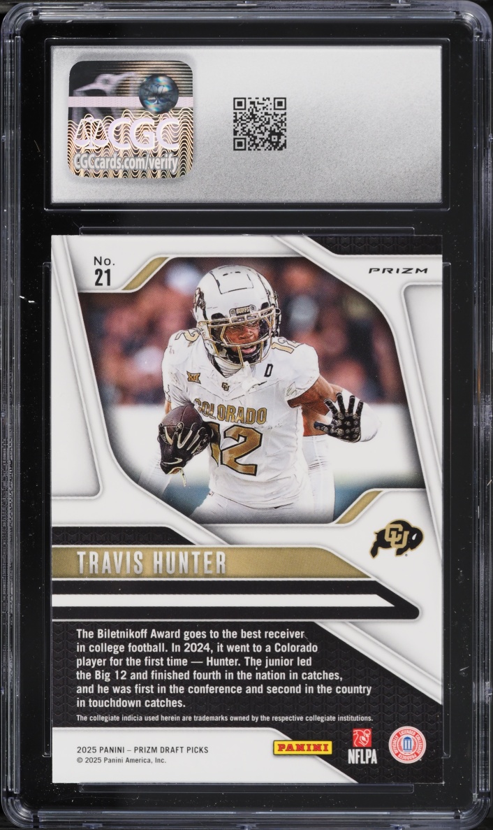 2025 Panini Prizm Draft Picks Silver Travis Hunter ROOKIE #21 CGC 10 GEM MINT