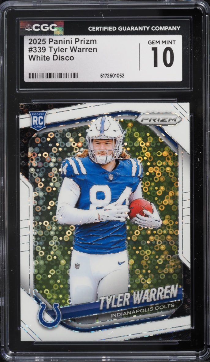 2025 Panini Prizm White Disco Tyler Warren ROOKIE #339 CGC 10 GEM MINT