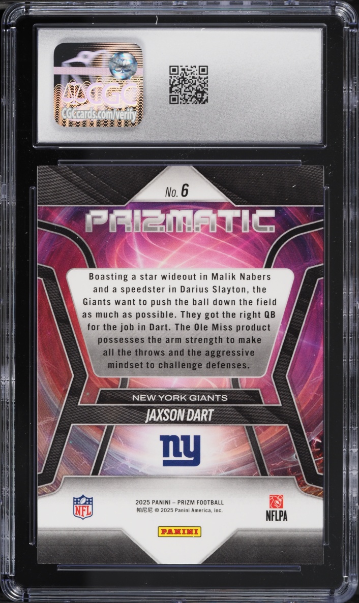 2025 Panini Prizm Prizmatic Jaxson Dart ROOKIE #6 CGC 10 GEM MINT