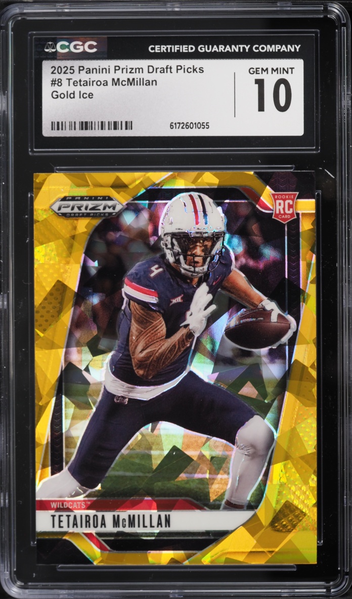 2025 Panini Prizm Draft Picks Gold Ice Tetairoa McMillan ROOKIE #8 CGC 10 GEM MINT