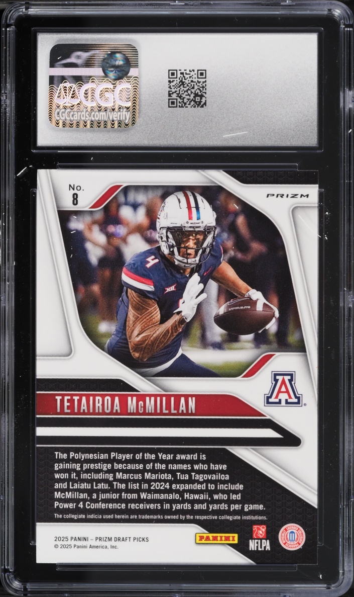 2025 Panini Prizm Draft Picks Gold Ice Tetairoa McMillan ROOKIE #8 CGC 10 GEM MINT