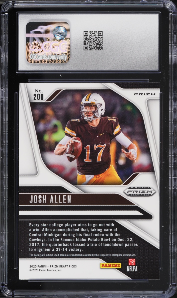 2025 Panini Prizm Draft Picks Gold Ice Josh Allen #200 CGC 8 NM-MT