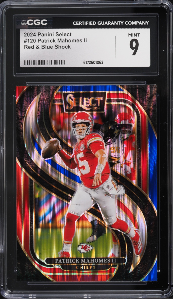 2024 Select Premier Level Red & Blue Shock Patrick Mahomes II #120 CGC 9 MINT