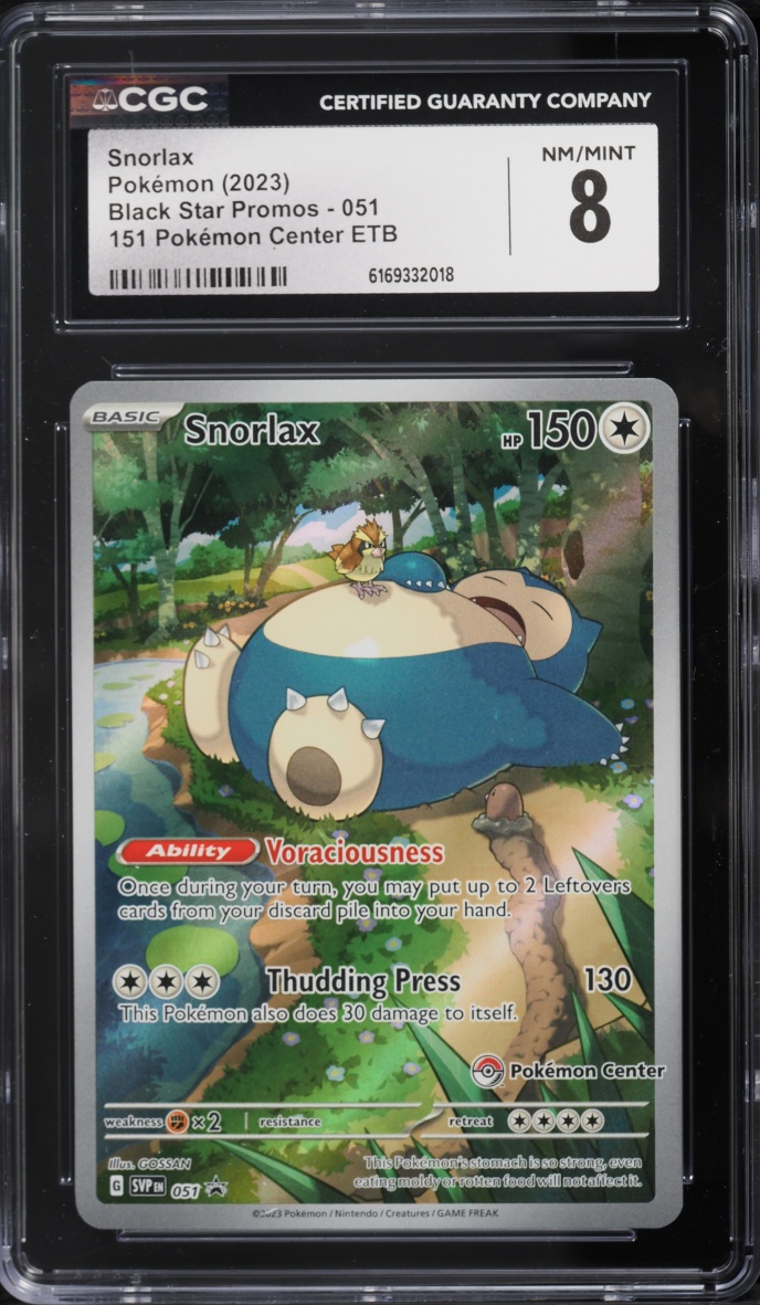 2023 Pokemon Scarlet & Violet 151 Promo Center ETB Full Art Snorlax #51 CGC 8 NM-MT