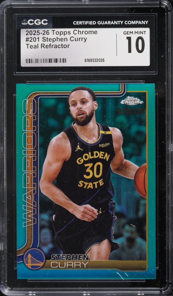 2025 Topps Chrome Teal Refractor Stephen Curry /299 #201 CGC 10 GEM MINT