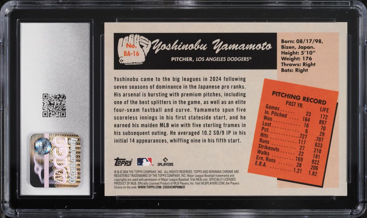 2024 Bowman's Best '55 Anime Yoshinobu Yamamoto ROOKIE #BA-16 CGC 10 GEM MINT