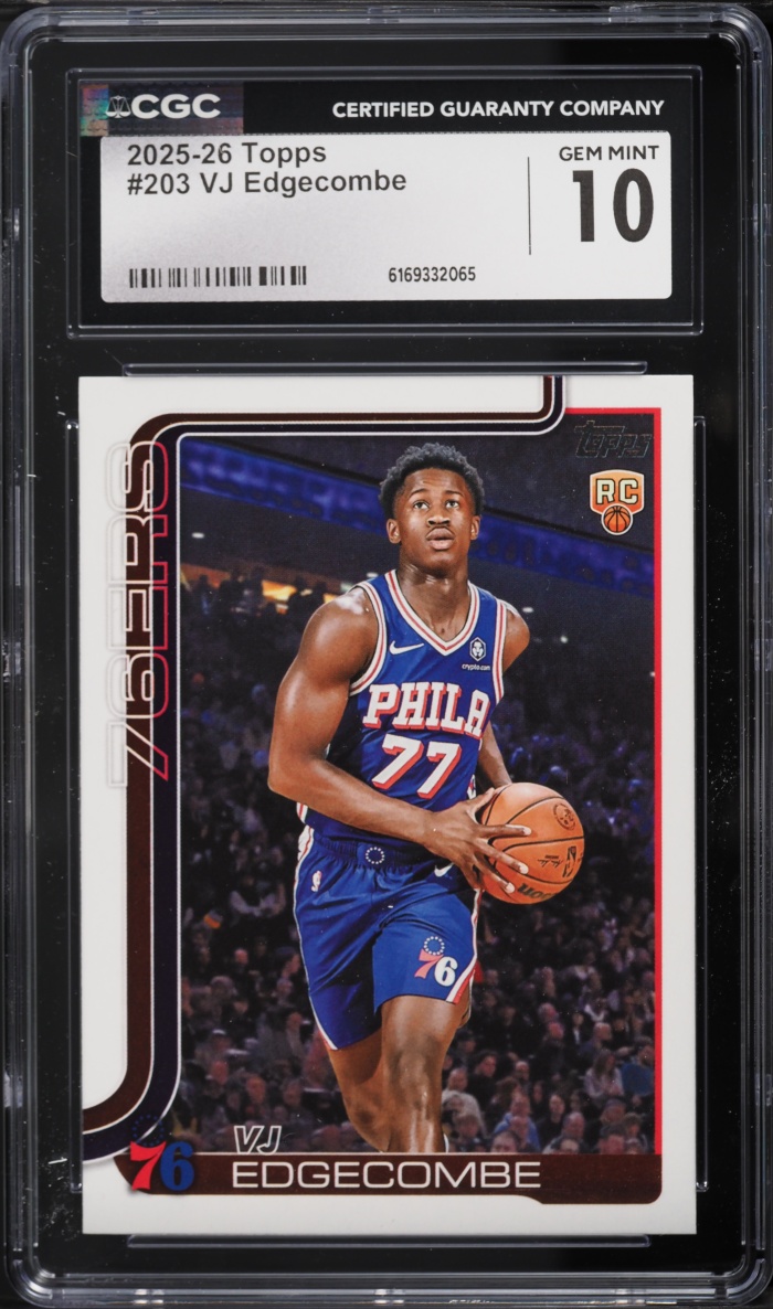 2025 Topps Basketball VJ Edgecombe ROOKIE #203 CGC 10 GEM MINT