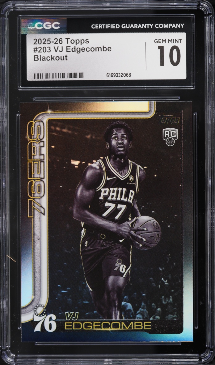 2025 Topps Blackout VJ Edgecombe #203 CGC 10 GEM MINT
