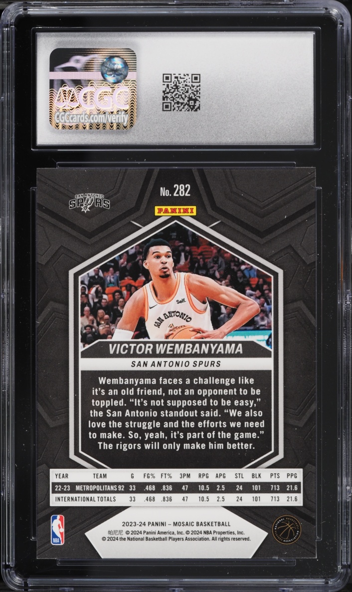 2023 Panini Mosaic Victor Wembanyama ROOKIE #282 CGC 10 GEM MINT