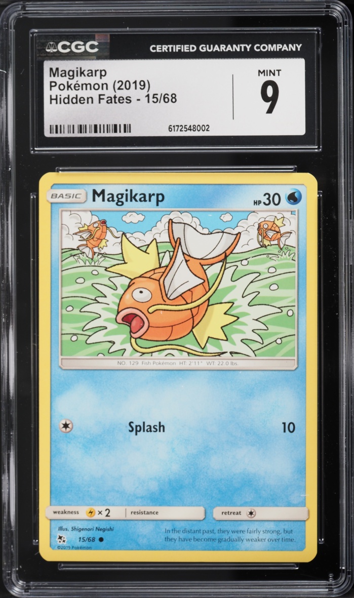 2019 Pokemon Sun & Moon Hidden Fates Magikarp #15 CGC 9 MINT
