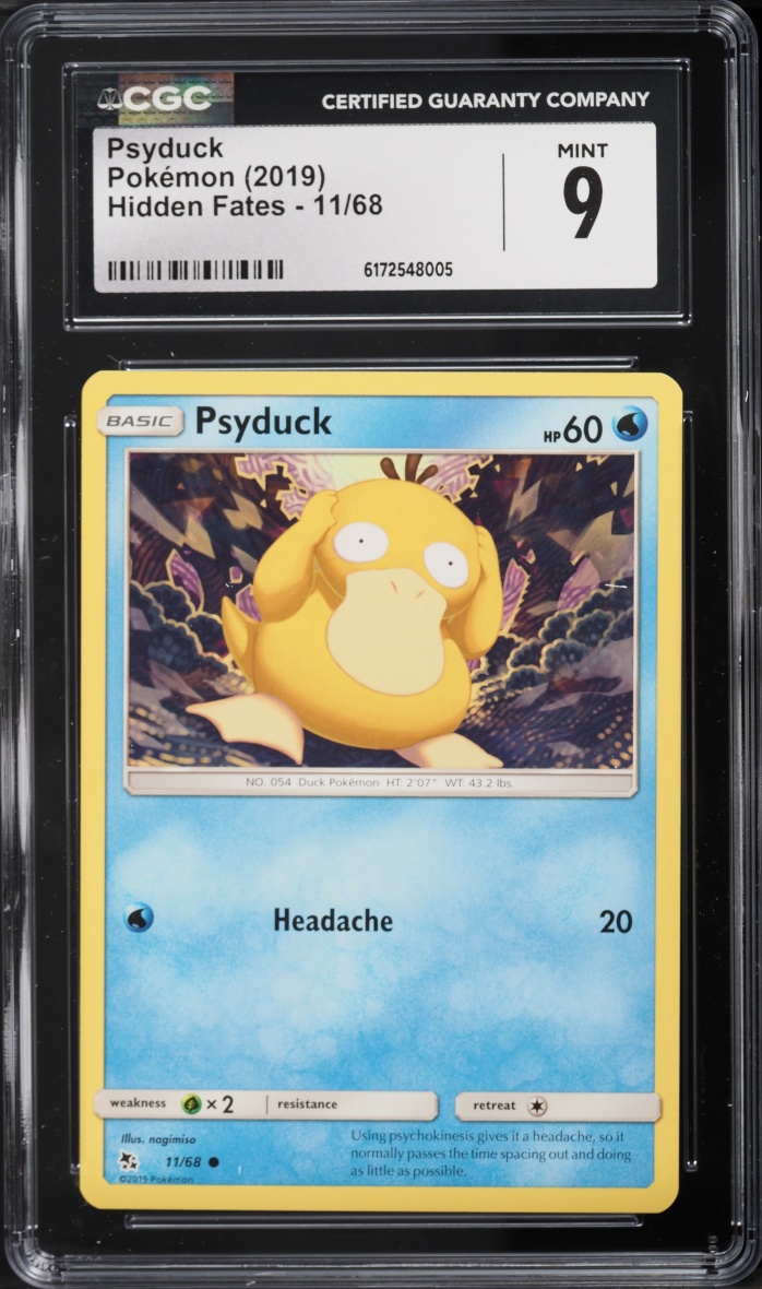 2019 Pokemon Sun & Moon Hidden Fates Psyduck #11 CGC 9 MINT