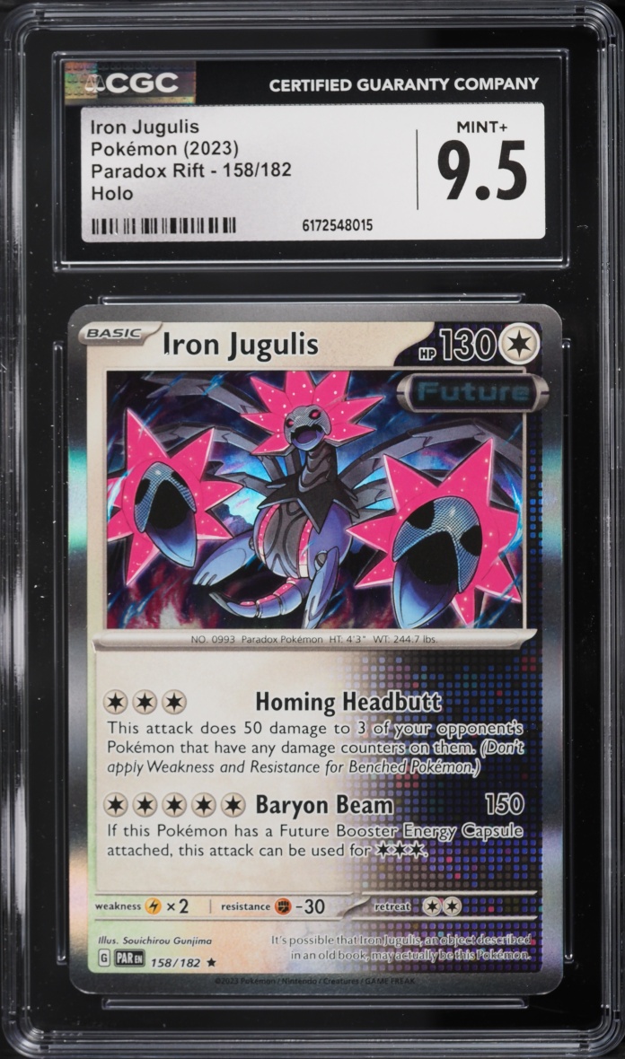2023 Pokemon Scarlet & Violet Paradox Rift Holo Iron Jugulis #158 CGC 9.5 MINT+