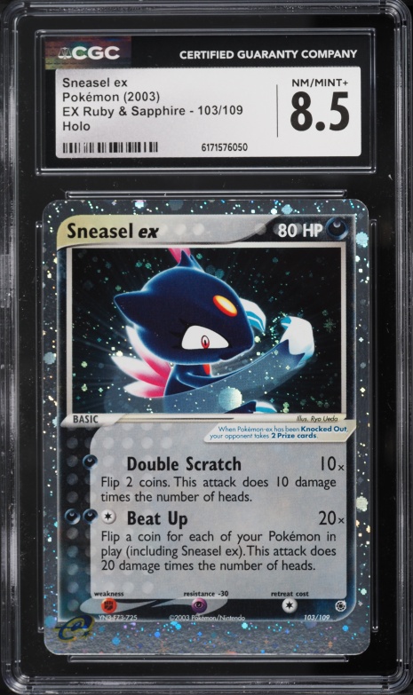 2003 Pokemon E-Card EX Ruby & Sapphire Holo Sneasel Ex #103 CGC 8.5 NM-MT+