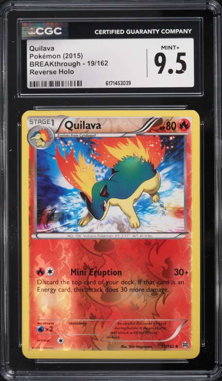 2015 Pokemon XY BREAKthrough Reverse Holo Quilava #19 CGC 9.5 MINT+