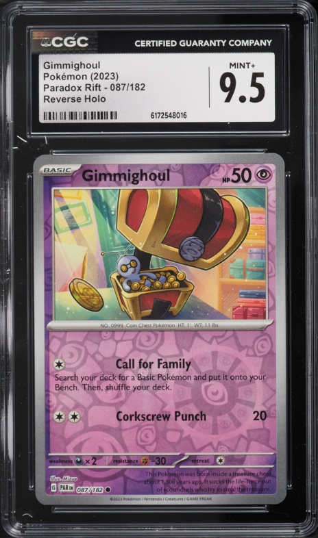 2023 Pokemon Scarlet & Violet Paradox Rift Reverse Holo Gimmighoul #87 CGC 9.5 MINT+