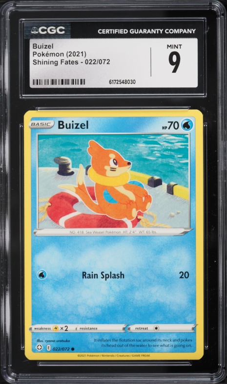 2021 Pokemon Sword & Shield Shining Fates Buizel #022 CGC 9 MINT