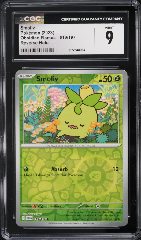 2023 Pokemon Scarlet & Violet Obsidian Flames Reverse Holo Smoliv #19 CGC 9 MINT
