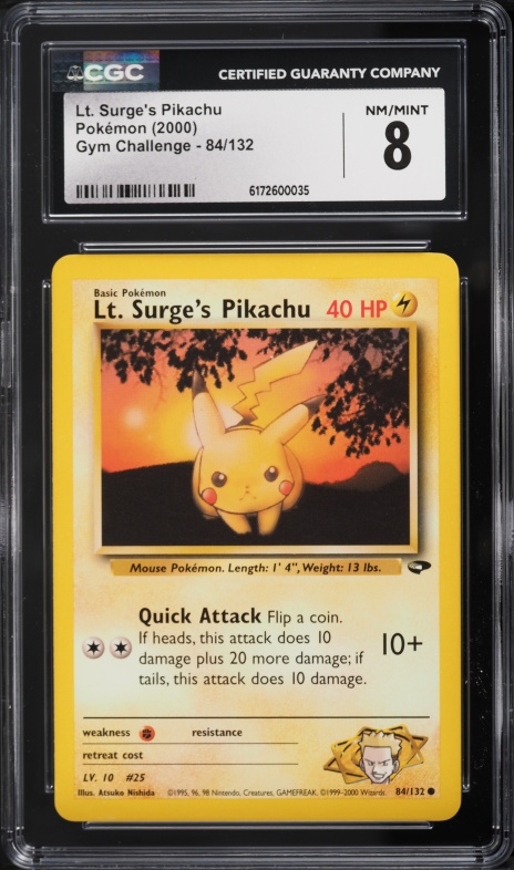 2000 Pokemon Gym Challenge Lt. Surge's Pikachu #84 CGC 8 NM-MT