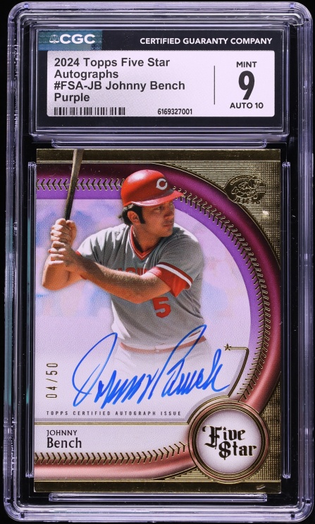 2024 Topps Five Star Purple Johnny Bench AUTO /50 #FSA-JB CGC 9 MINT