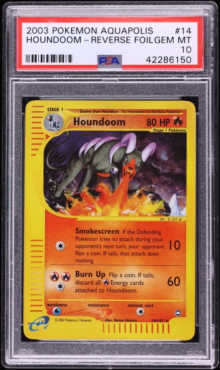 2003 Pokemon Aquapolis Reverse Holo Houndoom #14 PSA 10 GEM MINT