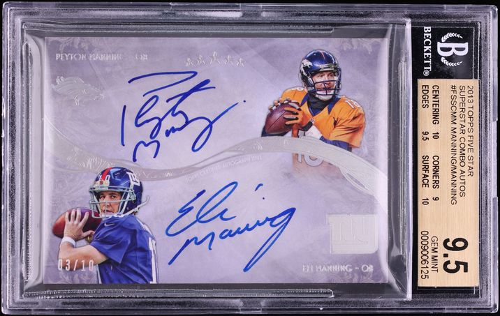2013 Topps Five Star Superstar Combo Eli Manning & Peyton Manning AUTO /10 BGS 9.5 GEM