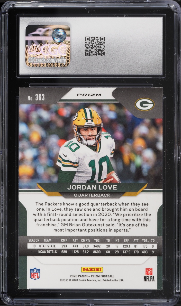 2020 Panini Prizm Silver Jordan Love ROOKIE #363 CGC 8.5 NM-MT+