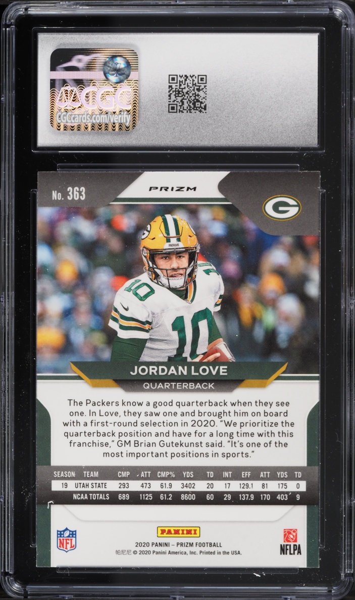 2020 Panini Prizm Red Ice Jordan Love ROOKIE #363 CGC 8.5 NM-MT+
