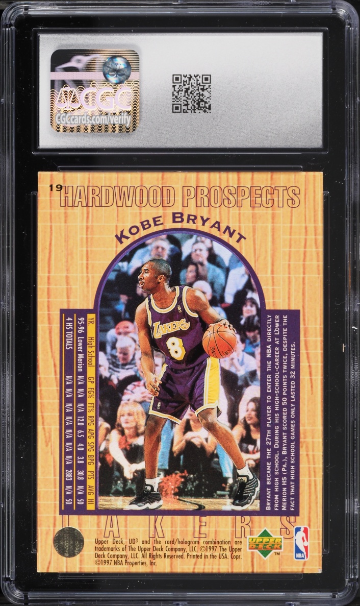 1996 UD3 Basketball Kobe Bryant ROOKIE #19 CGC 6 EXMT