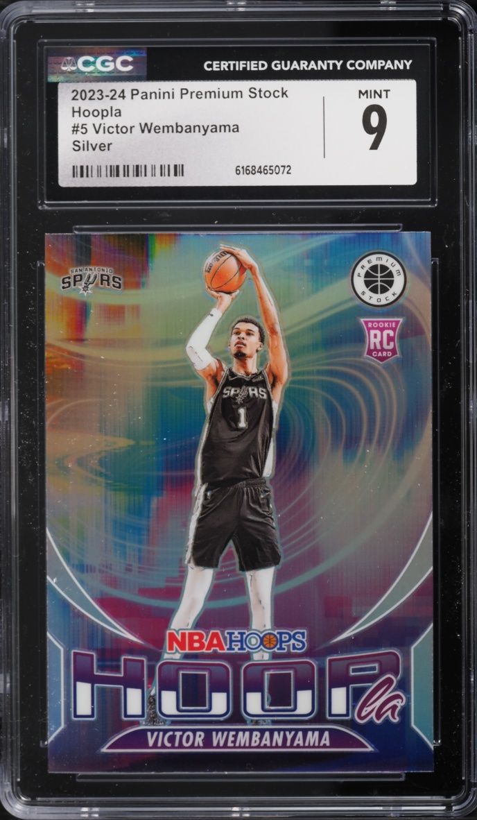 2023 Hoops Premium Stock Hoopla Silver Victor Wembanyama ROOKIE #5 CGC 9 MINT
