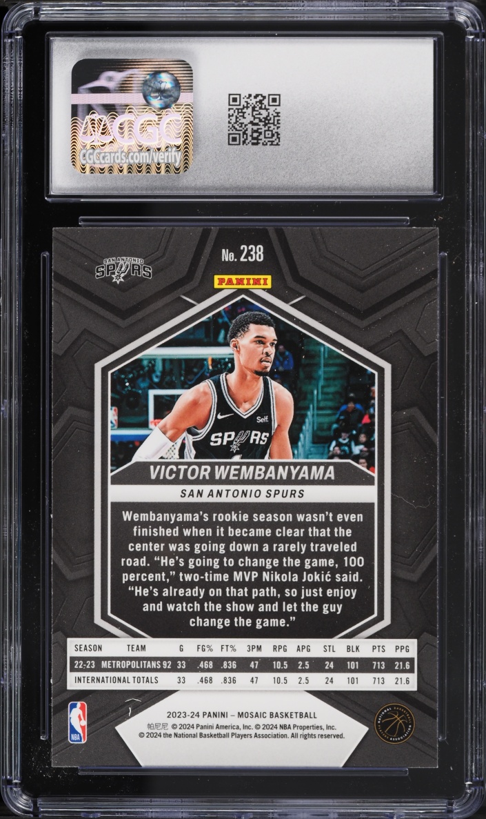 2023 Panini Mosaic Victor Wembanyama ROOKIE #238 CGC 10 GEM MINT