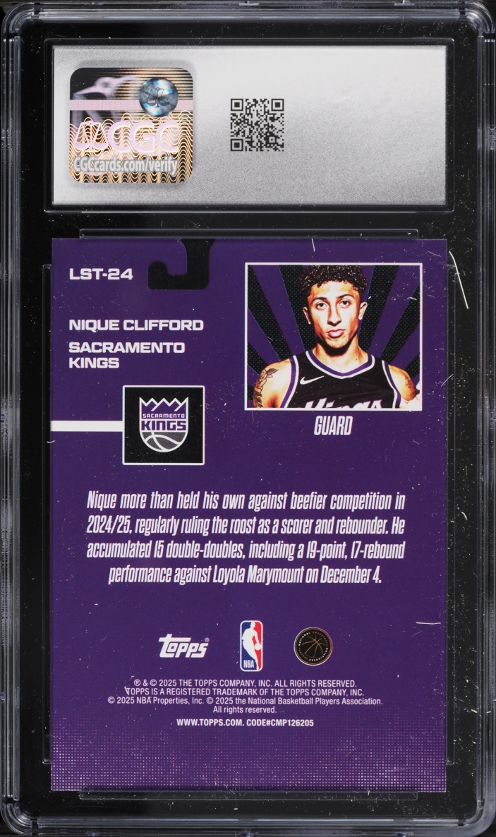 2025 Topps Limited Stock Legends Nique Clifford ROOKIE #LST-24 CGC 10 GEM MINT
