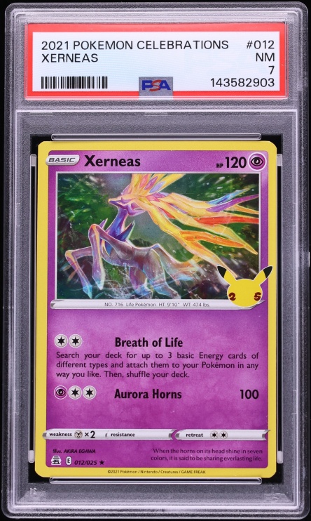 2021 Pokemon Sword & Shield Celebrations Holo Xerneas #12 PSA 7 NRMT