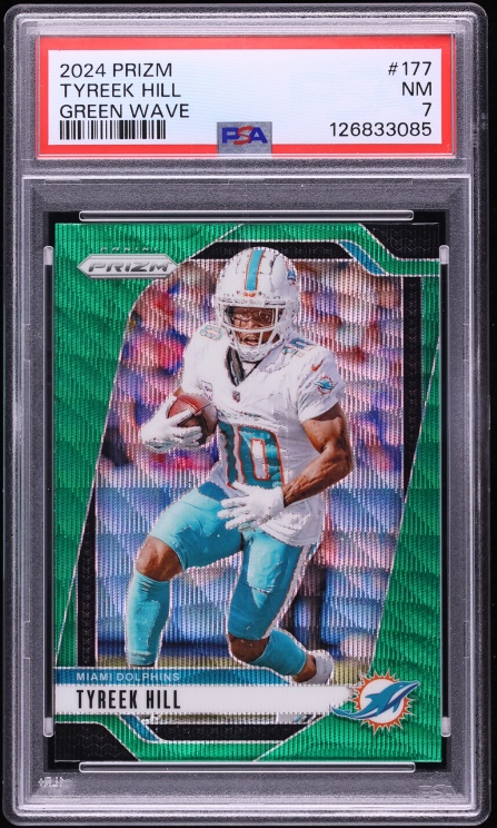 2024 Panini Prizm Green Wave Tyreek Hill #177 PSA 7 NRMT