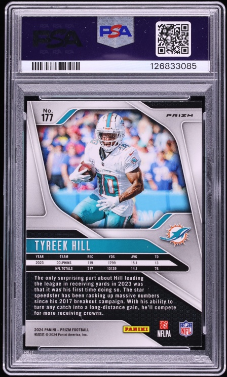 2024 Panini Prizm Green Wave Tyreek Hill #177 PSA 7 NRMT