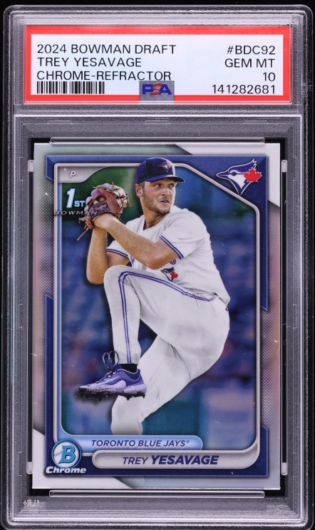 2024 Bowman Draft Chrome Refractor Trey Yesavage PROSPECT #BDC-92 PSA 10 GEM MINT