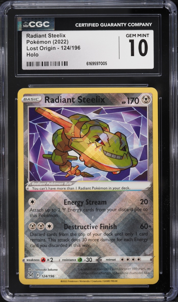 2022 Pokemon Sword & Shield Lost Origin Holo Radiant Steelix #124 CGC 10 GEM MINT
