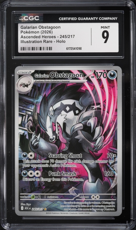 obstagoon pokemon card value 2026 Mega Ascended Heroes IR Galarian #245 CGC 10 GEM MINT on Fanatics Collect The item may be similar but not exactly the same as the image (e.g Galarian Obstagoon [Energy] #132 Prices