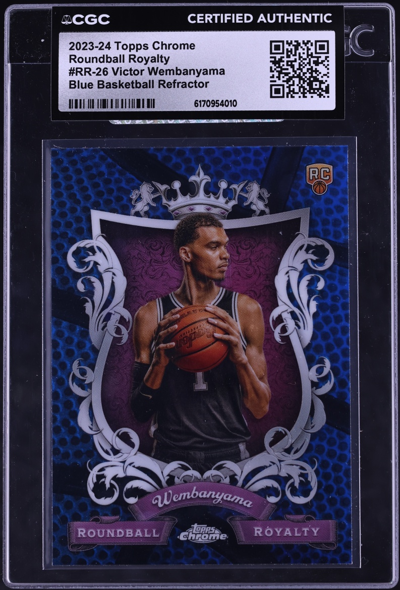 2023 Topps Chrome Roundball Royalty Blue Basketball Ref. Victor Wembanyama RC #RR-26 CGC AUTH